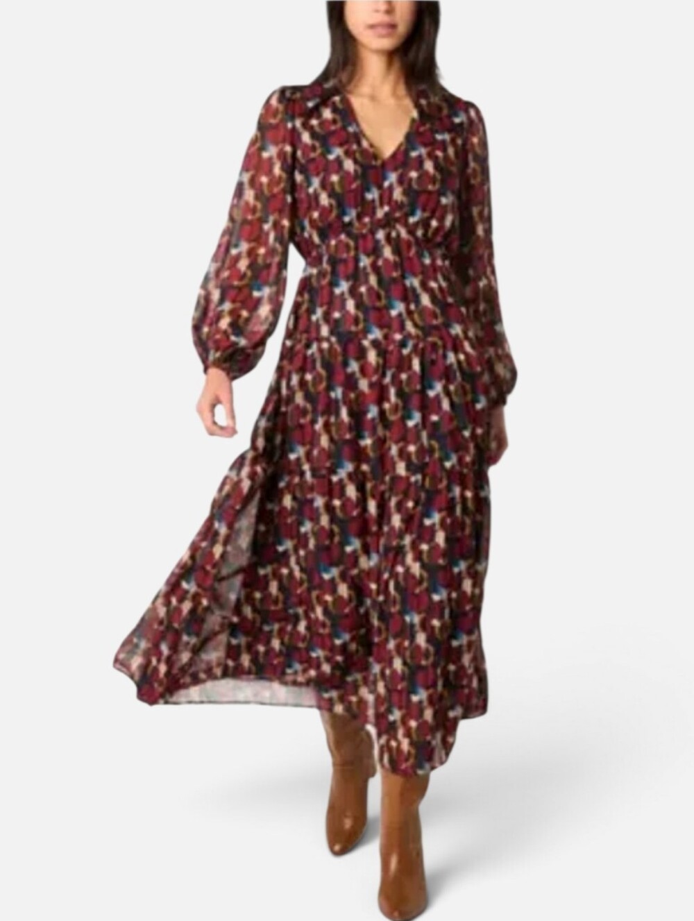 Robbie Bee Long Maxi Geometric Fit & Flare Dress NWT Size 10